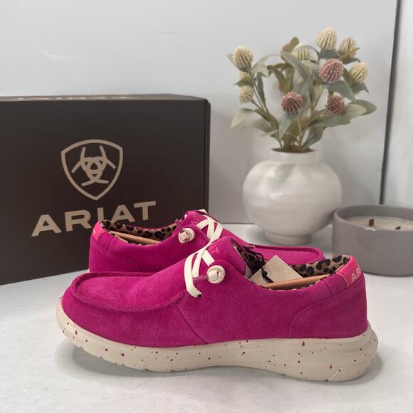 Ariat Hilo Moc Toe Lightweight Lace Up Shoe Hottest Pink Men 6.5B NWB Comfort - Picture 7 of 10